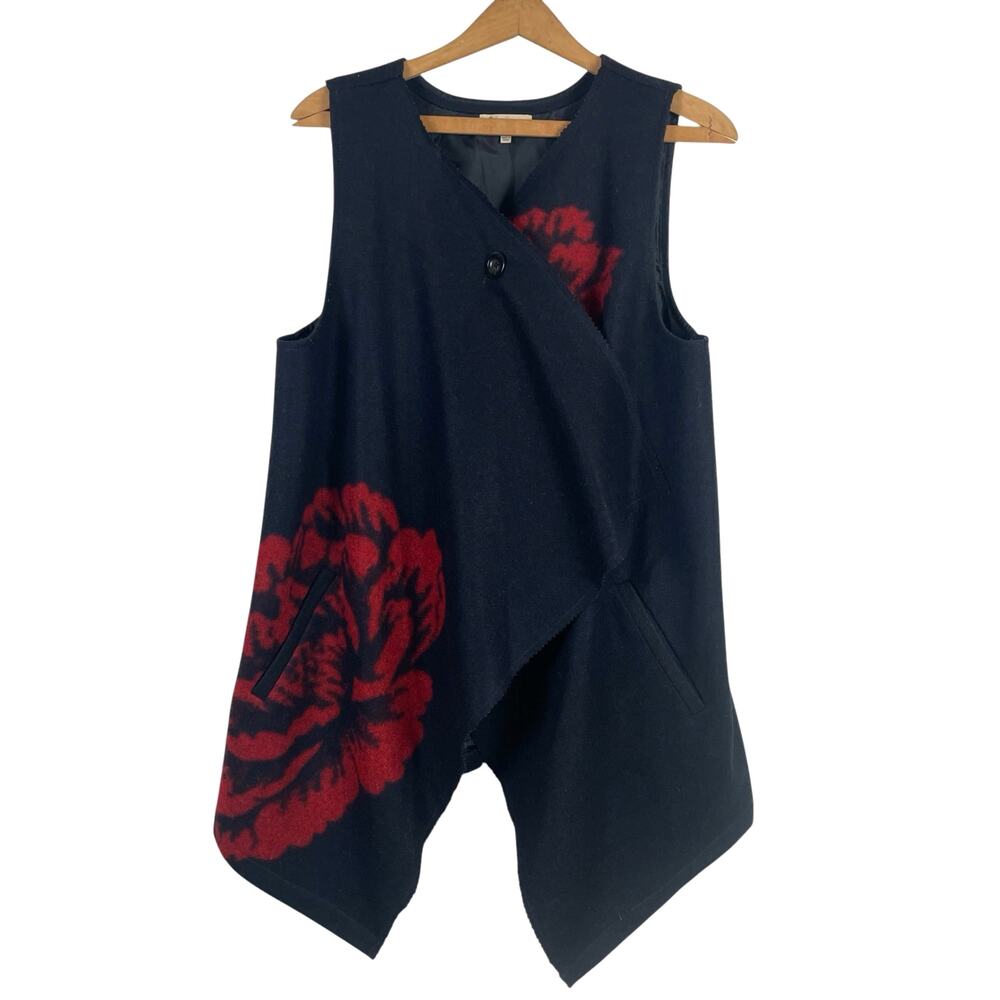 Democracy Women Wool Blend Floral Vest Size Small Boho Artsy Western Ranch Retro